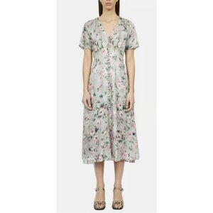 Kooples Floral Button-Down Midi Dress Size Large NWT